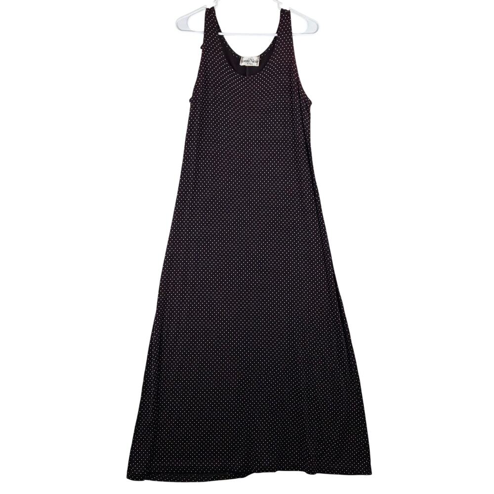 Vintage Ronni Nicole Sleeveless Maxi Dress Medium Phoebe Buffet Ditsy Polka Dot